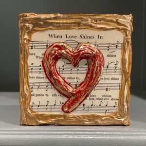 🔴HEART PAINTING ON VINTAGE HYMNAL MUSIC PAGE🔴